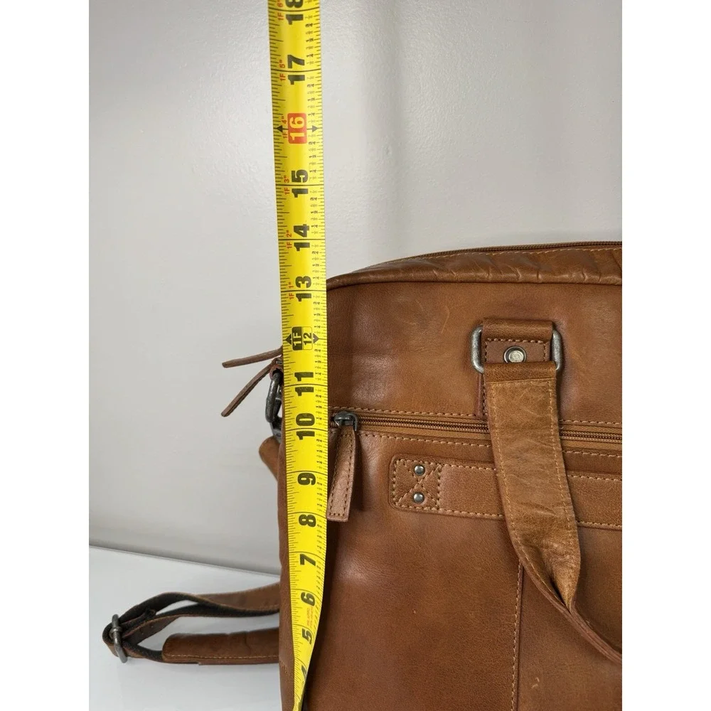 Jack Georges Brown Genuine Leather Laptop Work Bag With Strap Tote Briefcase